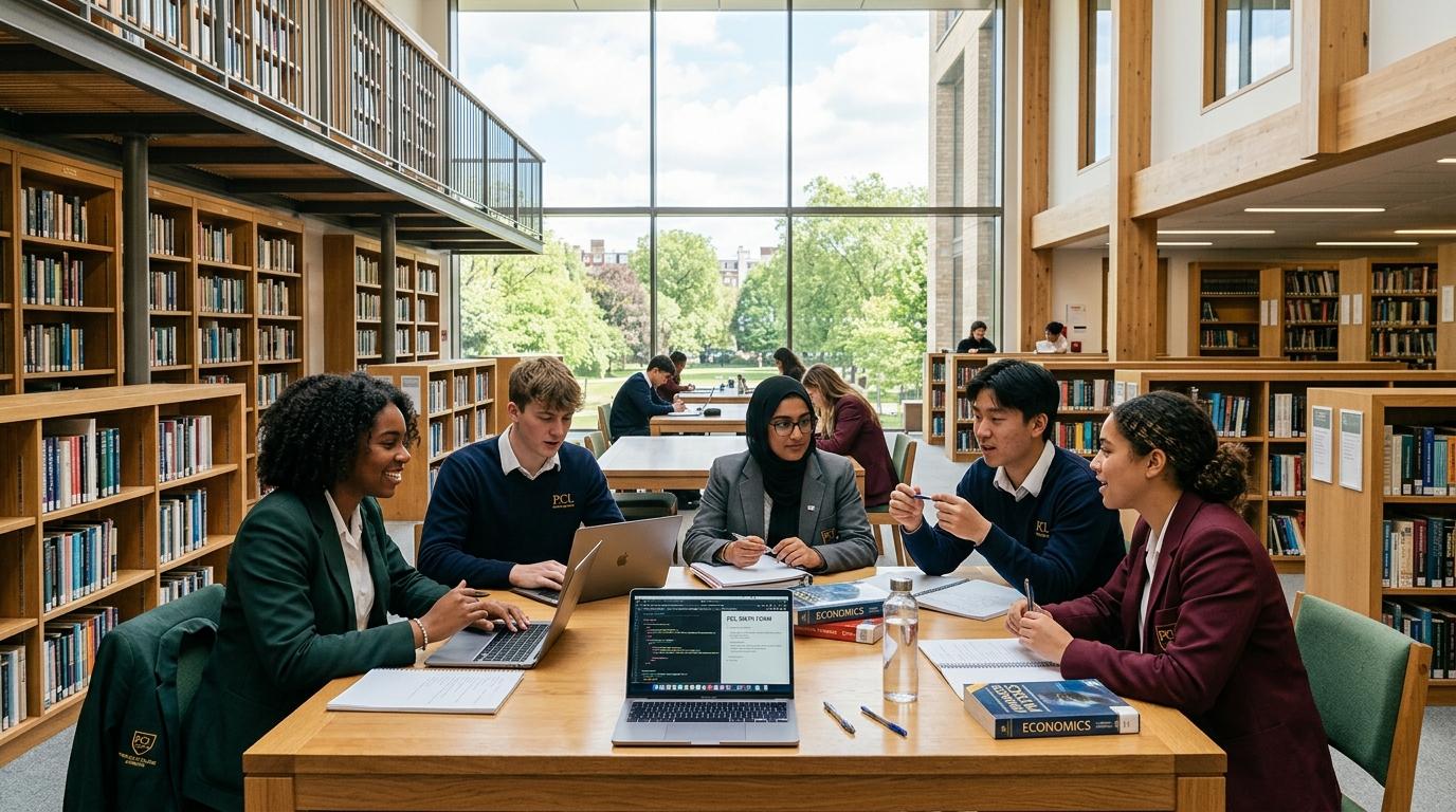 Students studying in Prince College library